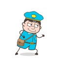 Smiling Postman Running Pose Vector Graphic