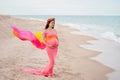 Smiling Pregnant Woman on the Beach Royalty Free Stock Photo