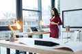 Smiling pregnant woman occupied with work Royalty Free Stock Photo