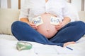 Smiling pregnant woman waiting for a boy or girl Royalty Free Stock Photo