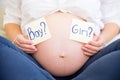 Smiling pregnant woman waiting for a boy or girl Royalty Free Stock Photo