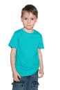 Smiling preschool boy in blue shirt Royalty Free Stock Photo