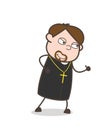 Smiling Priest Running Pose Vector Illustration Royalty Free Stock Photo