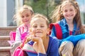 Smiling primary school students