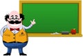 Smiling Professor Indicating Blank Blackboard