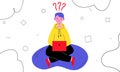 Smiling programmer, coder, businessman, IT worker, specialist holding, watching laptop. Young man, boy, teenager student