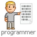 Smiling programmer to program code