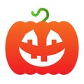 Smiling pumpkin flat icon. Vegetable plant with ghost face Halloween party vector design concept, gradient style Royalty Free Stock Photo