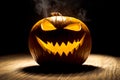 Smiling pumpkin with smoke Royalty Free Stock Photo
