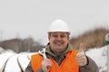 Smiling railroad worker