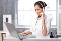 Smiling receptionist with headset