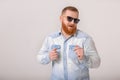 Beard man in sunglasses and denim shirt Royalty Free Stock Photo