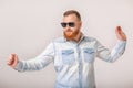 Beard man in sunglasses and denim shirt Royalty Free Stock Photo