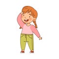 Smiling Redhead Girl Standing and Looking Ahead Vector Illustration Royalty Free Stock Photo