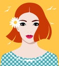 Smiling redhead woman with flowers in her hair