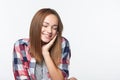 Smiling relaxed teen girl dreaming with closed eyes Royalty Free Stock Photo