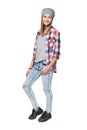 Smiling relaxed teen girl standing in full length Royalty Free Stock Photo