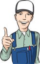 Smiling repairman hand sign