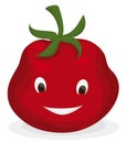 Smiling ripe tomato character over white background, Vector illustration