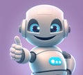 Smiling robot standing showing support with thumbs up gesture, generative AI illustration