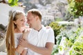 Smiling romantic couple in Positano, Amalfi coast, Italy - love concept