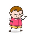 Smiling Running Pose - Cute Cartoon Fat Kid Illustration