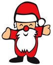 Smiling Santa Claus with arms out on white background - cartoon