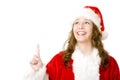 Smiling Santa Claus Woman pointing with finger up Royalty Free Stock Photo