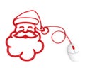 Smiling Santa depicted with computer mouse cable