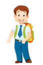 Smiling school boy with backpack Royalty Free Stock Photo