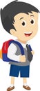 Smiling school boy with backpack. on white Royalty Free Stock Photo