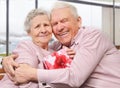 Smiling senior couple hugging Royalty Free Stock Photo