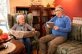 Smiling senior couple in love look each other and talking Royalty Free Stock Photo