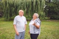 Senior couple in love enjoying a moment and talking together