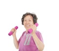 Smiling senior woman working out with dumbbells Royalty Free Stock Photo