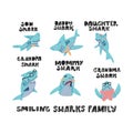 Sharks Family vector set