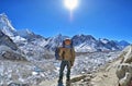 Smiling Sherpa trekking guide poses for a photo , way to Everest base camp