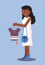 Smiling shopaholic flat vector illustration