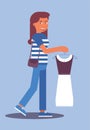 Smiling shopaholic flat vector illustration