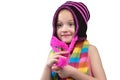 Smiling six year old girl in a colorful scarf Royalty Free Stock Photo