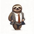 Smiling Sloth Businessman. Generative AI