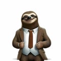 Smiling Sloth Businessman. Generative AI