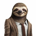 Smiling Sloth Businessman. Generative AI