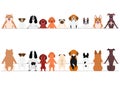 Smiling small dogs border set, front and back Royalty Free Stock Photo