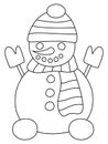 Smiling snowman coloring page for kids and adults vector Royalty Free Stock Photo