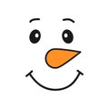 Smiling snowman. The joyful emotions of a snowman. Winter Christmas fun. Vector illustration Royalty Free Stock Photo