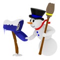 Smiling snowman with mailbox