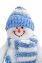 Smiling snowman toy dressed in scarf and cap Royalty Free Stock Photo