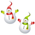 Smiling Snowmen Clip Art Isolated Royalty Free Stock Photo