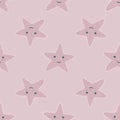 Smiling stars seamless pattern in doodle style. Character star shapes elements wallpaper. Pastel colors